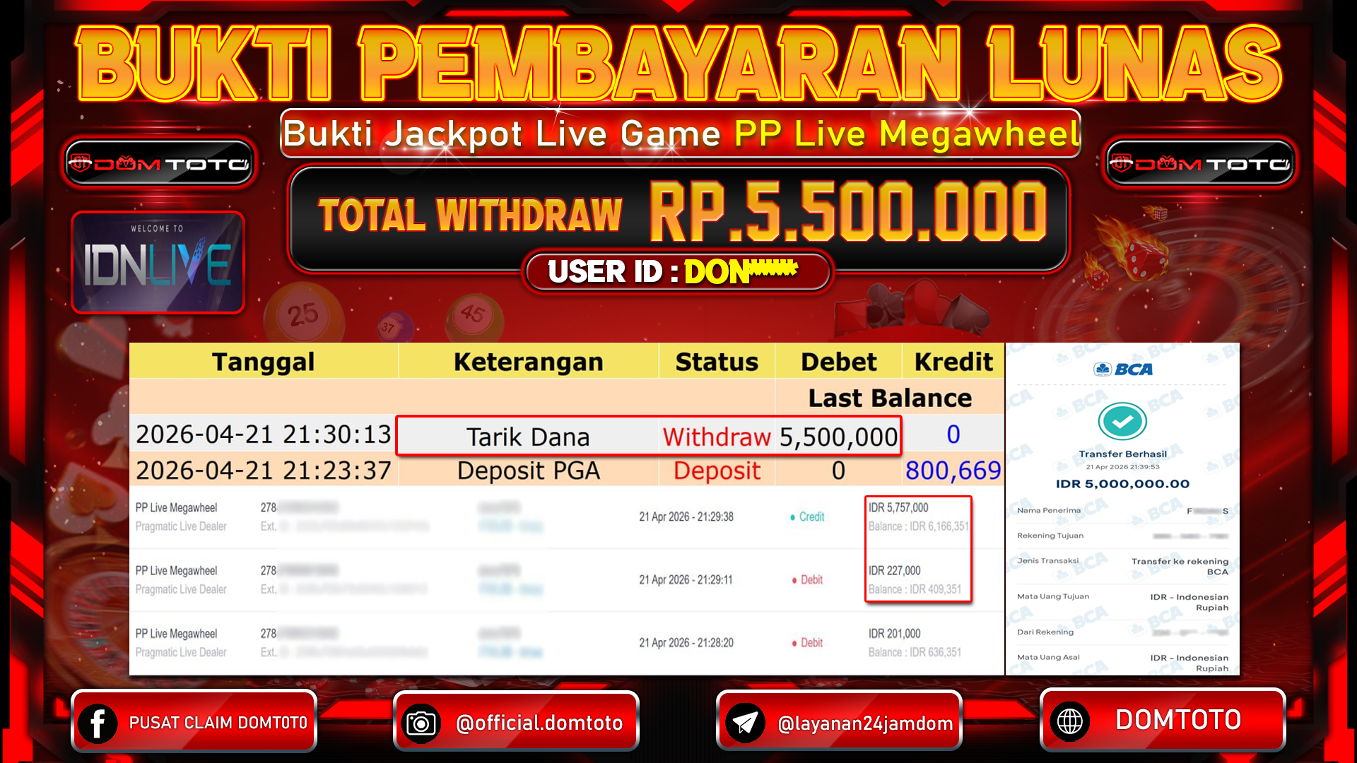 JACKPOT LIVEGAMES PP Live Megawheel Pragmatic Live Dealer 21 APRIL 2026